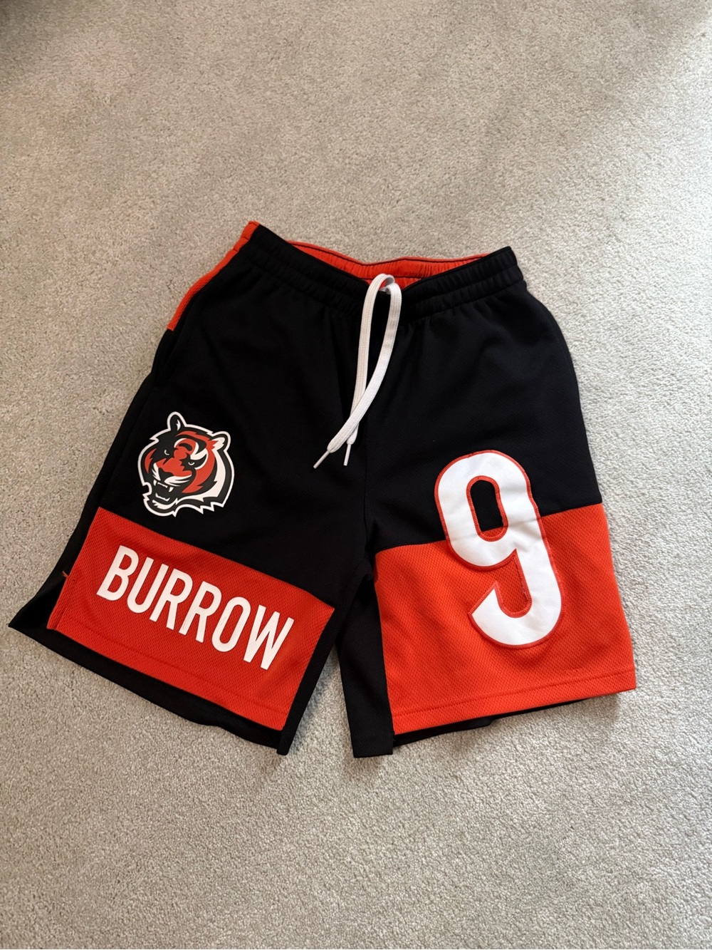 NFL Black and Orange 'Burrow' #9 Men's Athletic Shorts